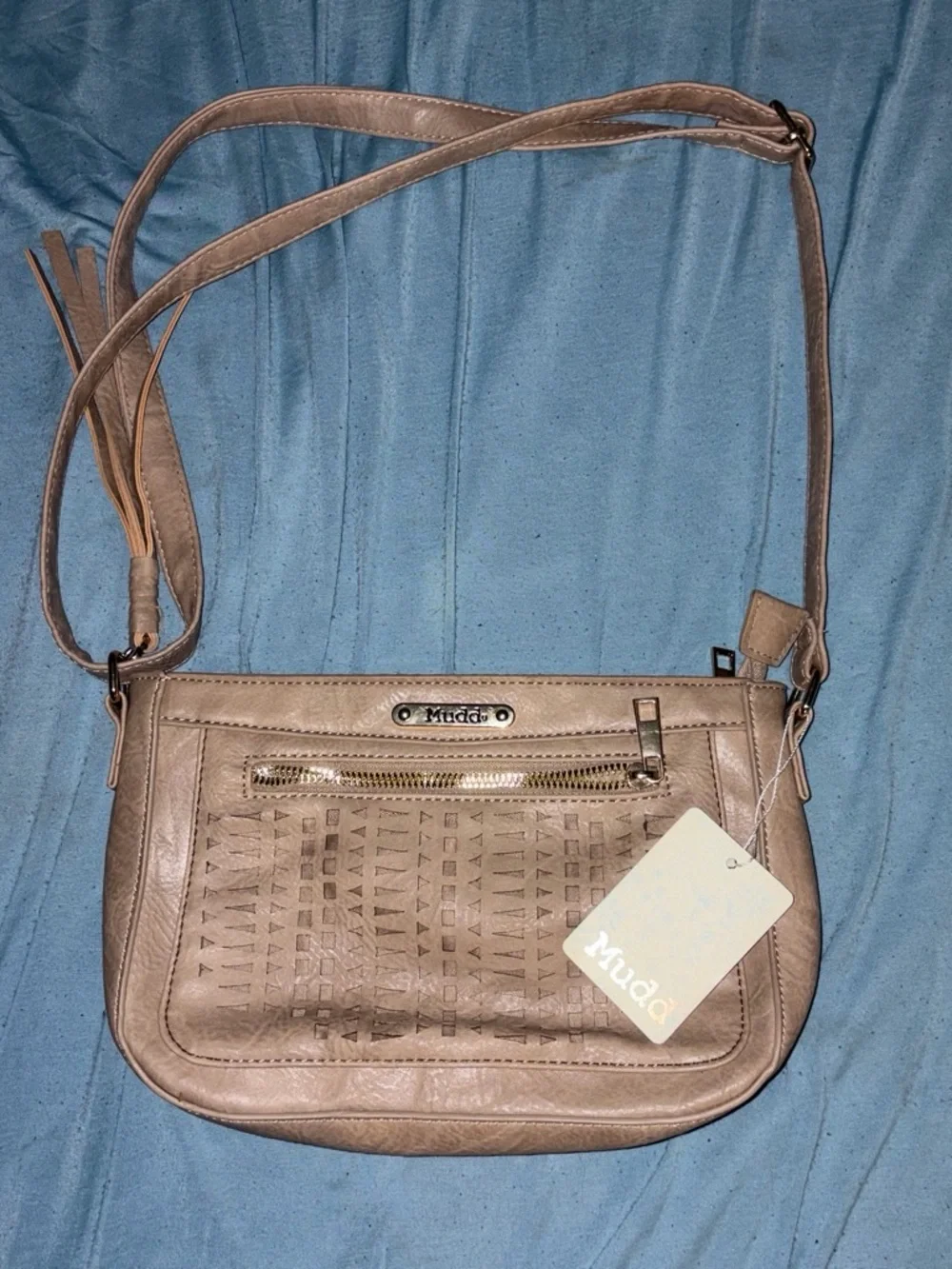 Mudd Taupe Crossbody with Woven-Texture Front